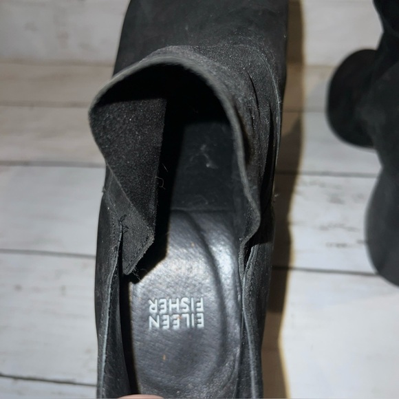 Eileen Fisher Black Suede Ankle Petal Boot - Women 10 - Classic Chic Bootie - Picture 5 of 6